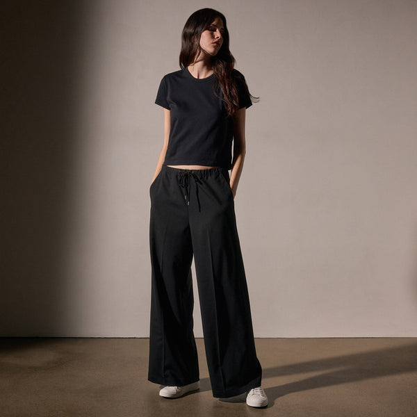 james perse Stretch Wool Wide Leg Black