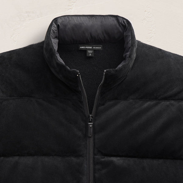 James Perse Suede Front Zip Up Sweater Black