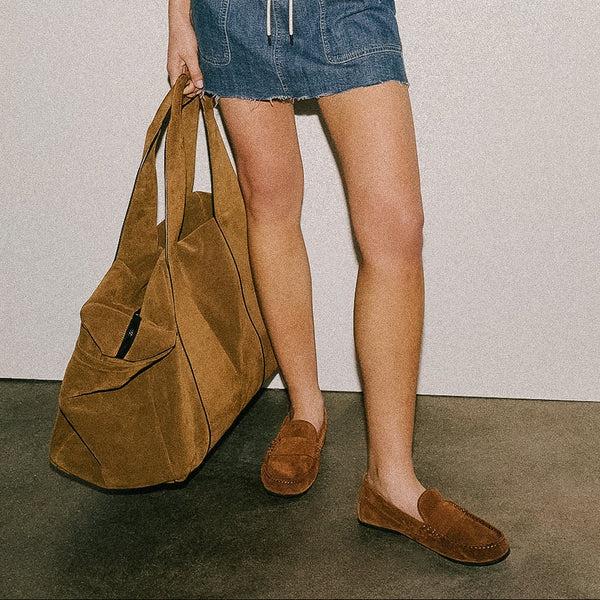 James Perse Suede Montecito Weekend Bag Tabacco