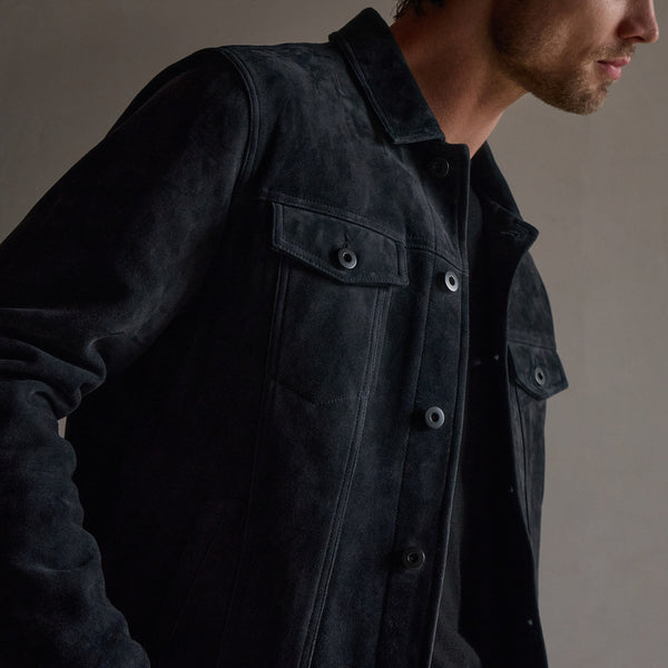 James Perse Suede Trucker Jacket Smokey Grey