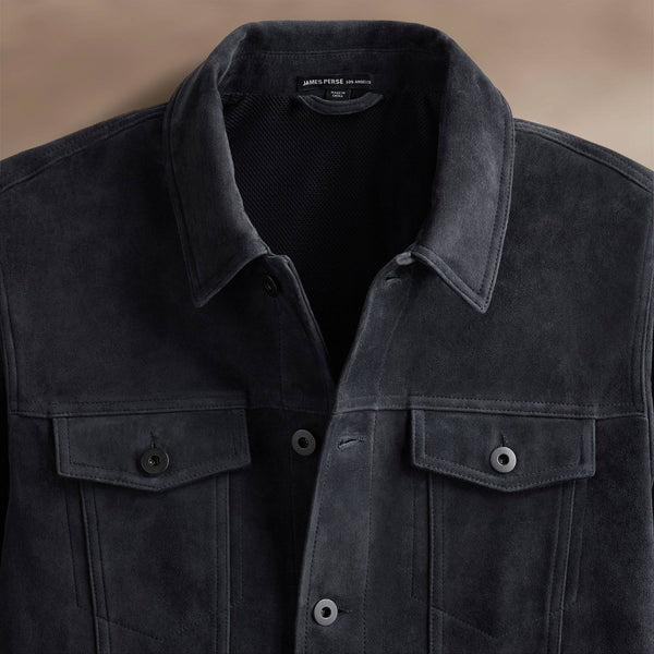 James Perse Suede Trucker Jacket Smokey Grey