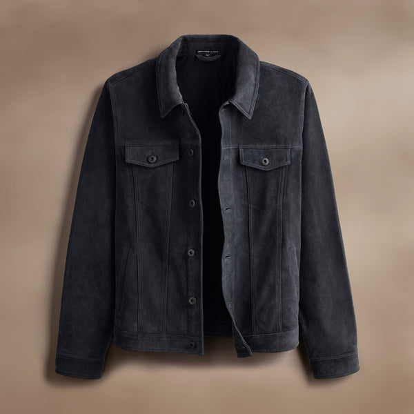 james perse Suede Trucker Jacket Smokey Grey