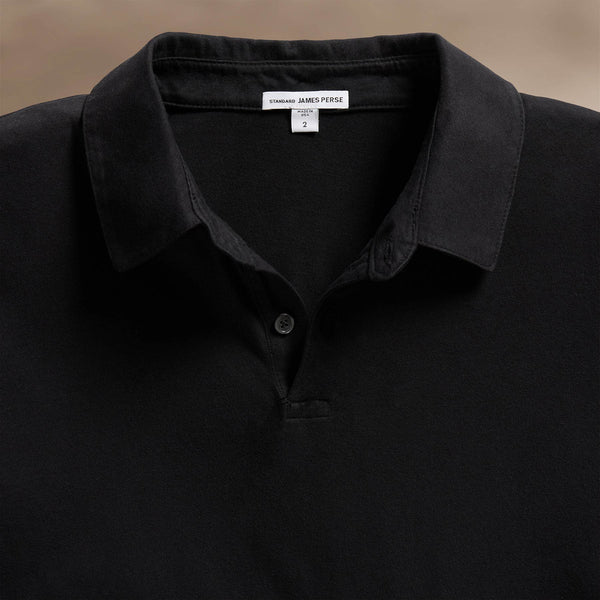 James Perse Sueded Jersey Polo Black