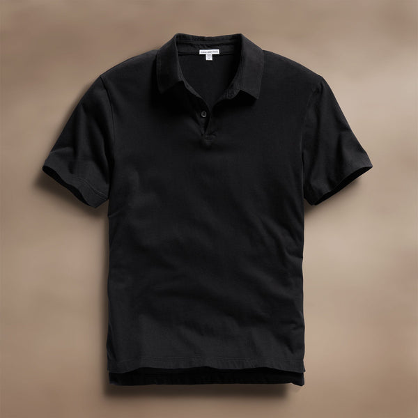 james perse Sueded Jersey Polo Black