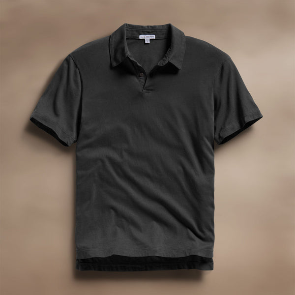 james perse Sueded Jersey Polo Carbon Pigment