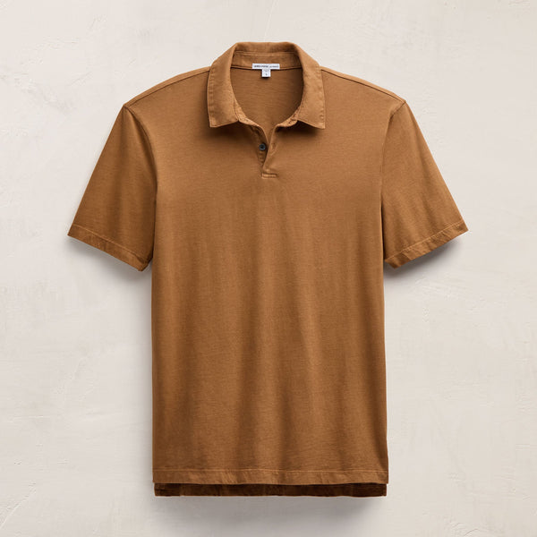 james perse Sueded Jersey Polo Whiskey Pigment