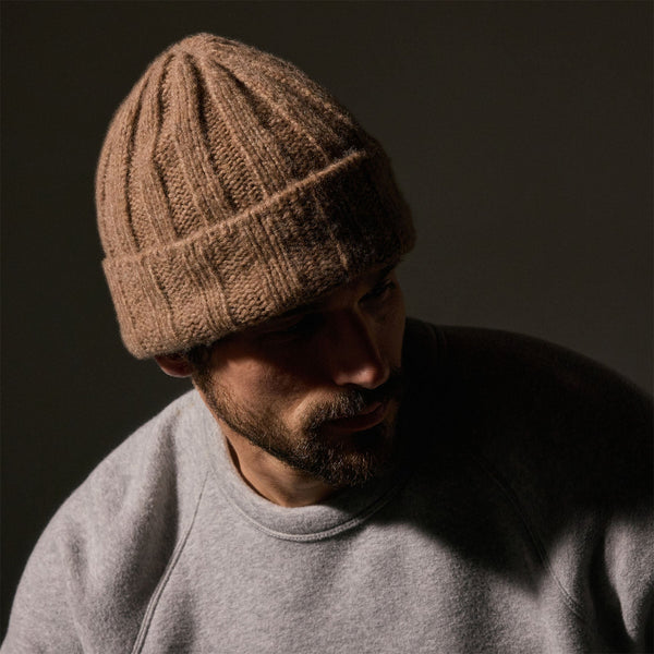 James Perse Textured Cashmere Beanie Chestnut
