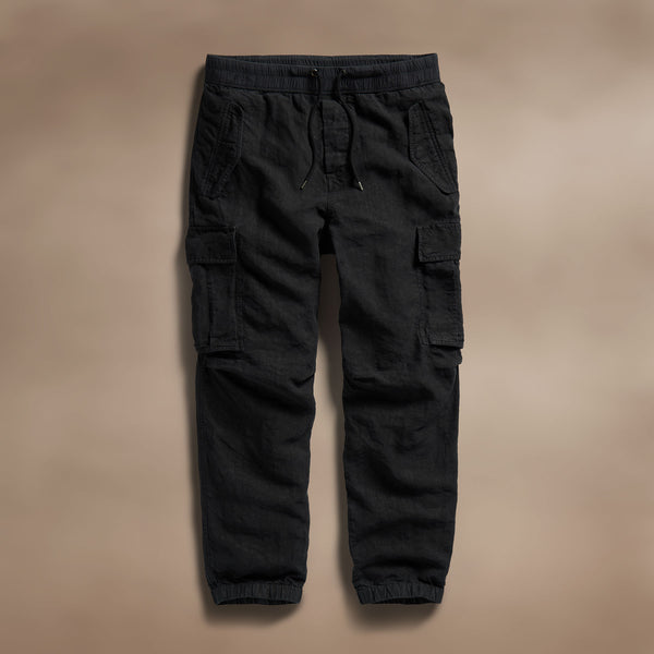 james perse Textured Linen Flight Pant Black