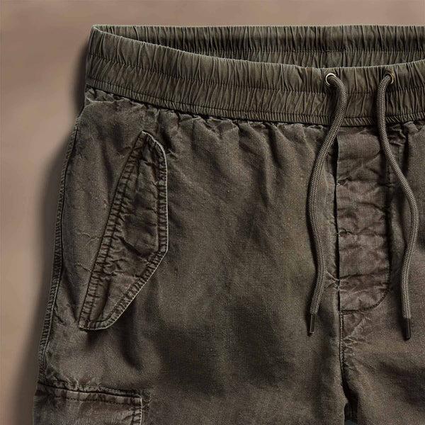 James Perse Textured Linen Flight Short Army Green
