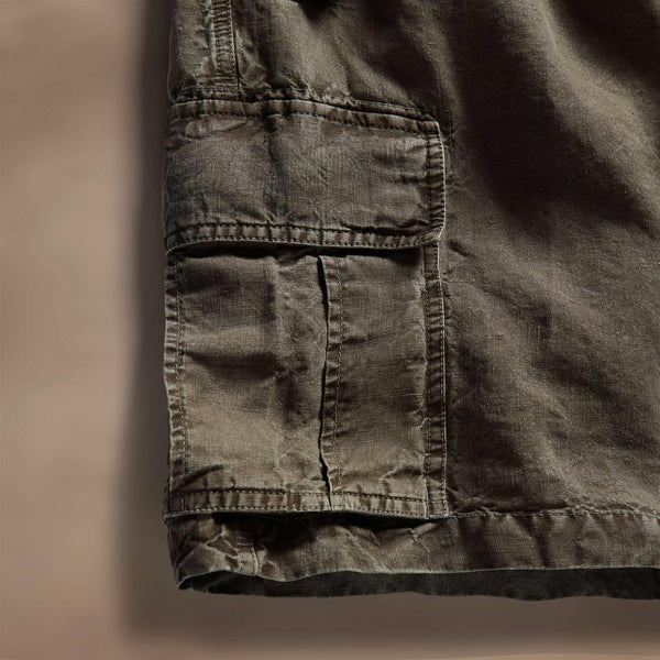 James Perse Textured Linen Flight Short Army Green