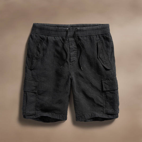 james perse Textured Linen Flight Short Black