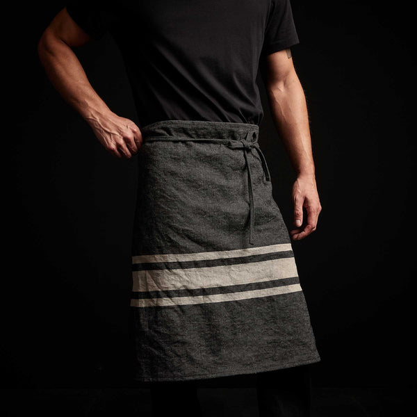 James Perse Three Stripe Half Apron Black/ Natural
