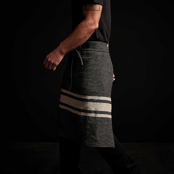 James Perse Three Stripe Half Apron Black/ Natural