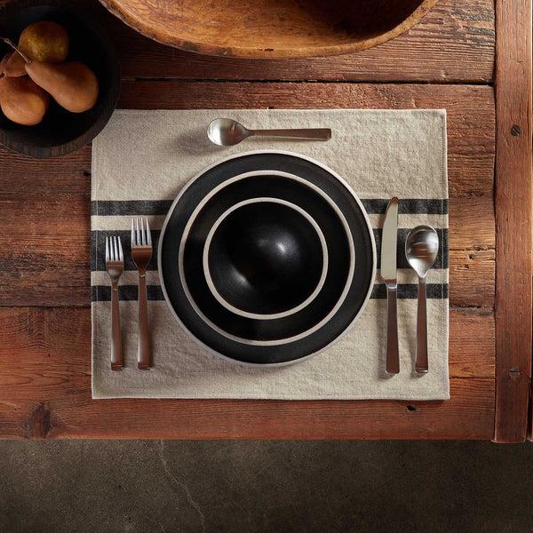 james perse Three Stripe Placemat Natural/Black