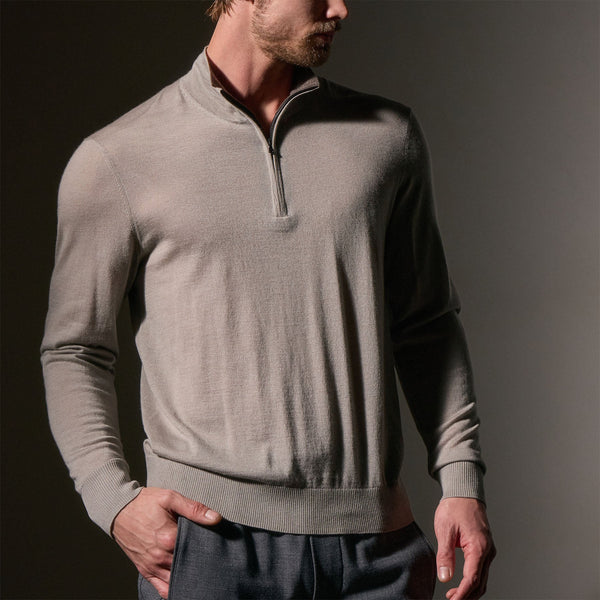 James Perse Ultrafine Cashmere Half Zip Concrete