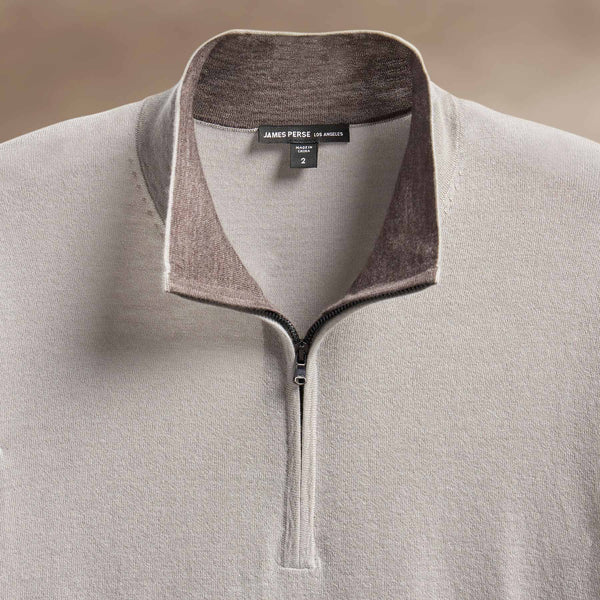James Perse Ultrafine Cashmere Half Zip Concrete