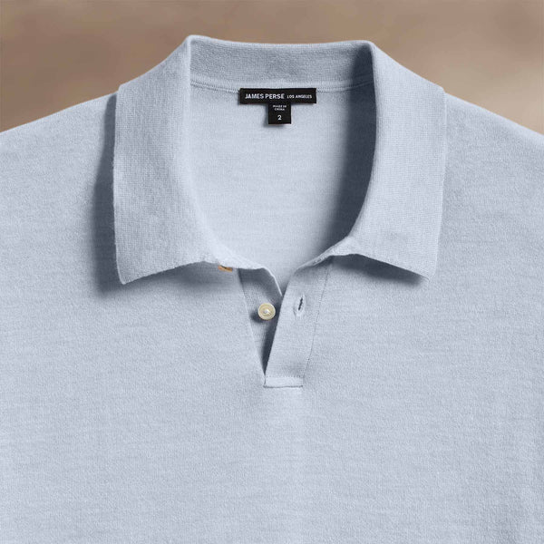 James Perse Ultrafine Cashmere Polo Grey Sky