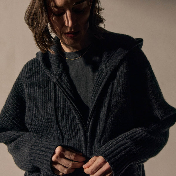 James Perse Unisex Beach Zip Sweater Coal