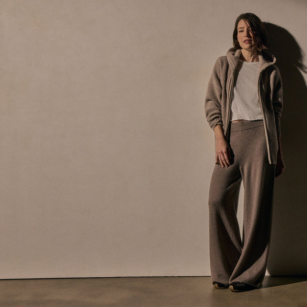 James Perse Unisex Beach Zip Sweater Stone