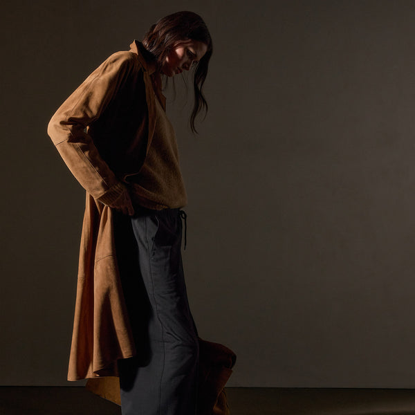 james perse Unlined Suede Trench Coat Toffee