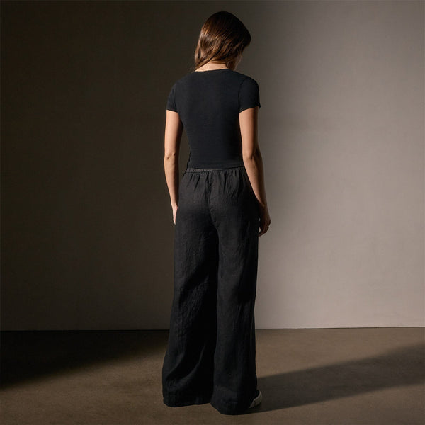 James Perse V Neck Cropped Tee Black