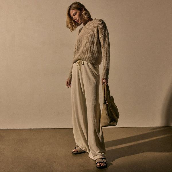 james perse Wide Leg Sweatpant Alabaster Pigment