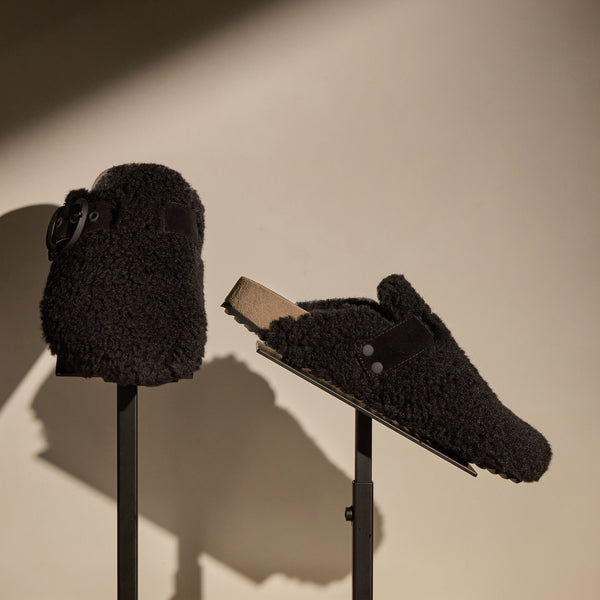 james perse Women's Shearling Slip On Clog Black