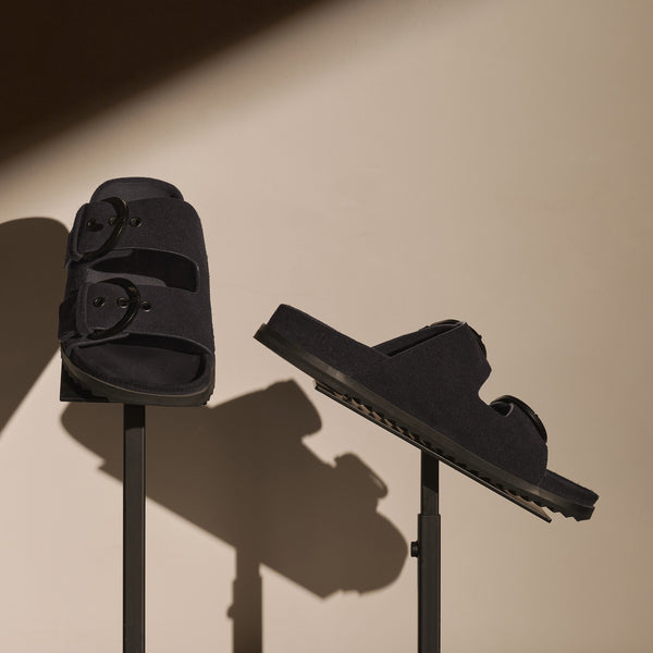 james perse Women's Suede Buckle Slide Black