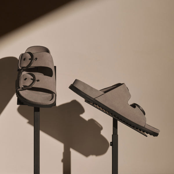 james perse Women's Suede Buckle Slide Earth