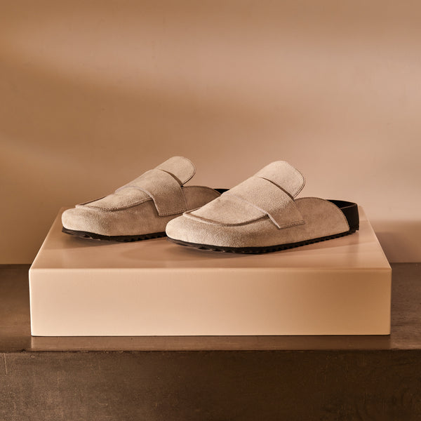 james perse Women's Suede Slip On Loafer Plaster