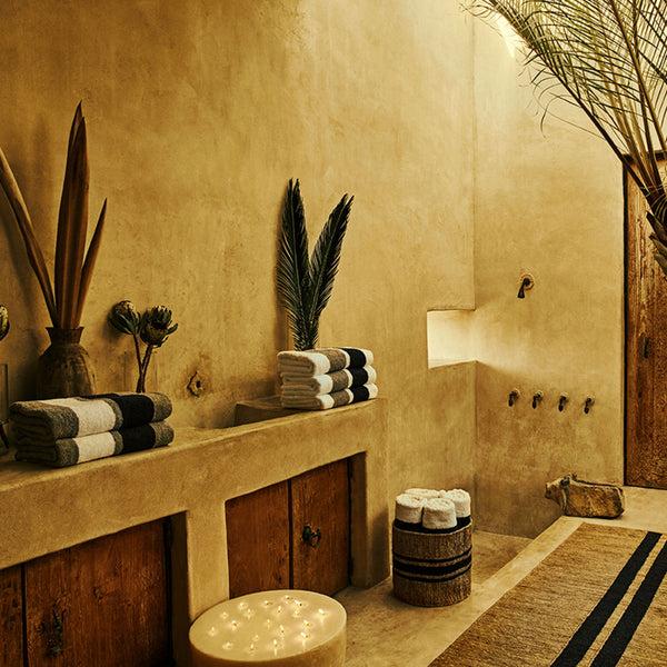 James Perse Jute Basket 18 X 16 Natural/Charcoal Stripe