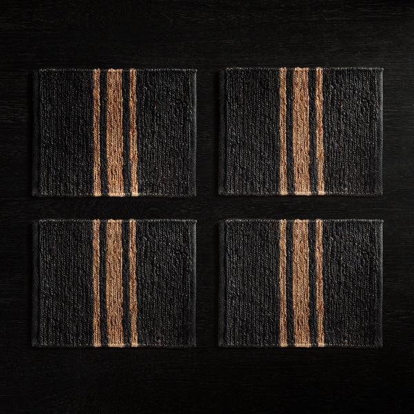 James Perse Jute Placemats (Set Of 4) Charcoal/Natural Stripe