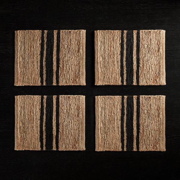James Perse Jute Placemats (Set Of 4) Natural/Charcoal Stripe