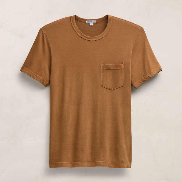 james perse Lightweight Jersey Pocket Tee Whiskey Pigment