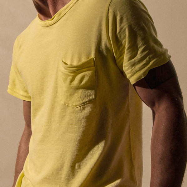James Perse Lightweight Jersey Pocket Tee Yellow Cake Pigment