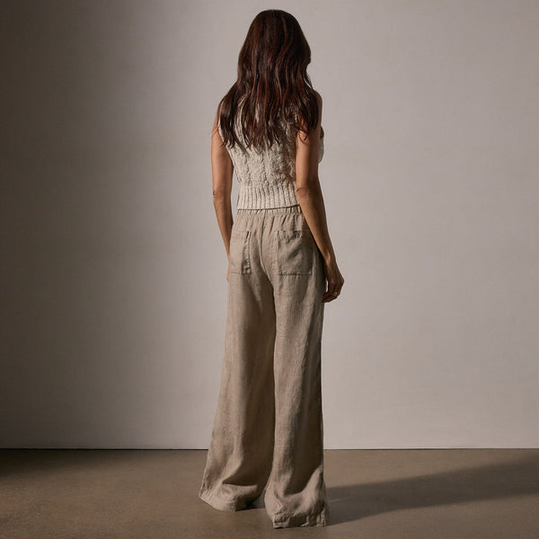 James Perse Lightweight Linen Elastic Pant Overcast Pigment