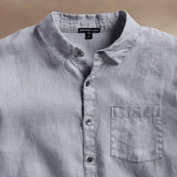 James Perse Lightweight Linen Shirt Grey Sky Pigment