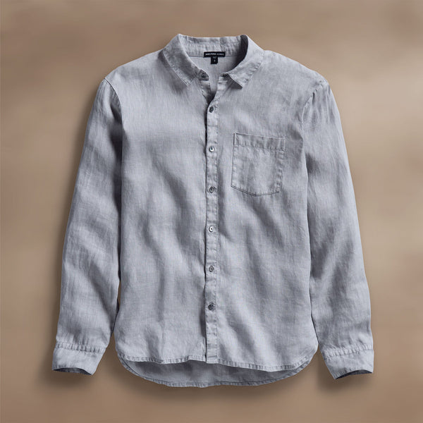 james perse Lightweight Linen Shirt Grey Sky Pigment