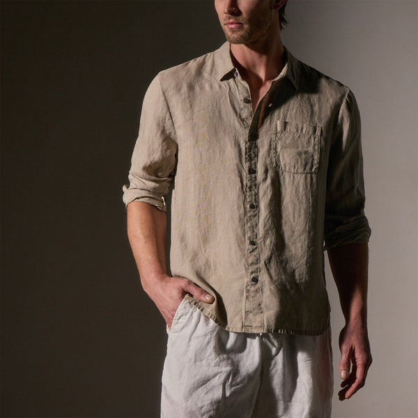 James Perse Lightweight Linen Shirt Mineral Pigment