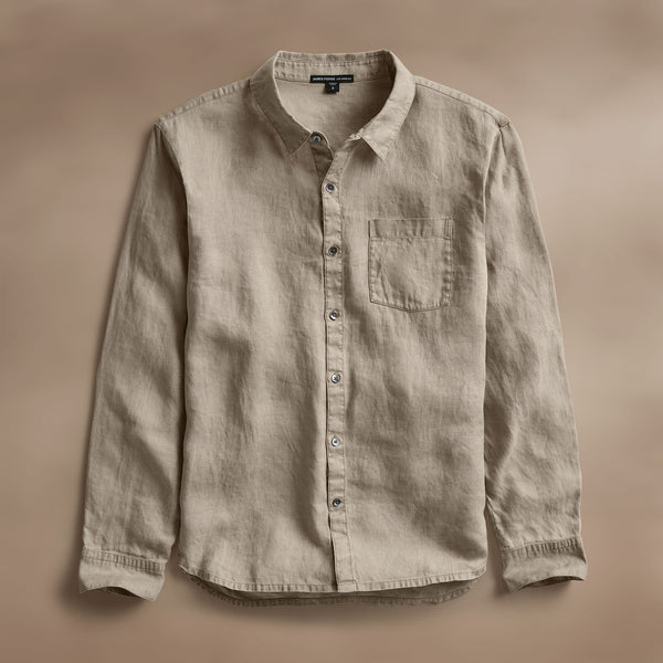 james perse Lightweight Linen Shirt Mineral Pigment