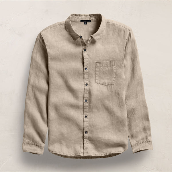 james perse Lightweight Linen Shirt Overcast Pigment