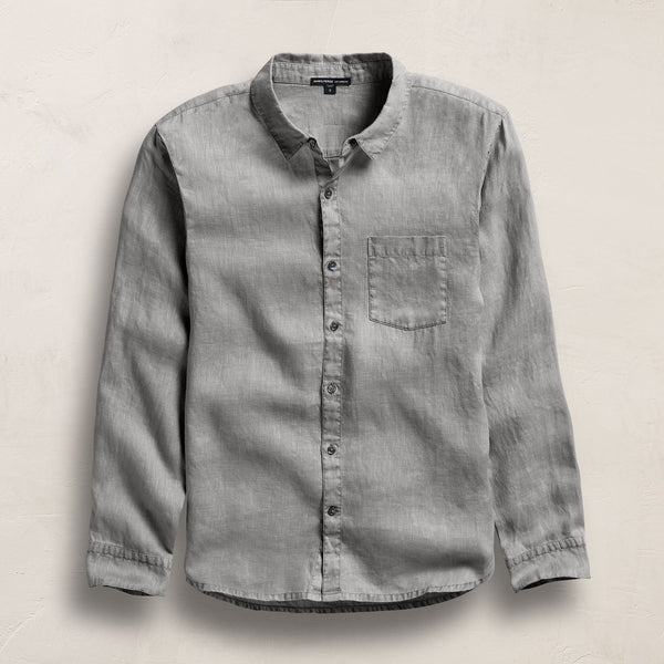james perse Lightweight Linen Shirt Silver Grey Pigment