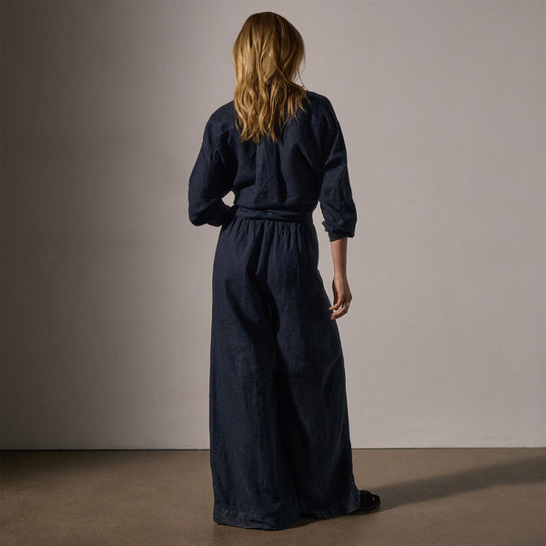 James Perse Lightweight Linen Wide Leg Pant Classic Navy