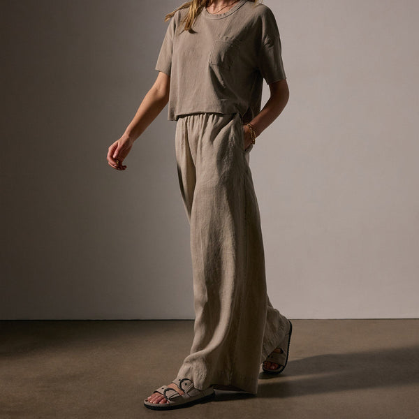 James Perse Lightweight Linen Wide Leg Pant Overcast Pigment