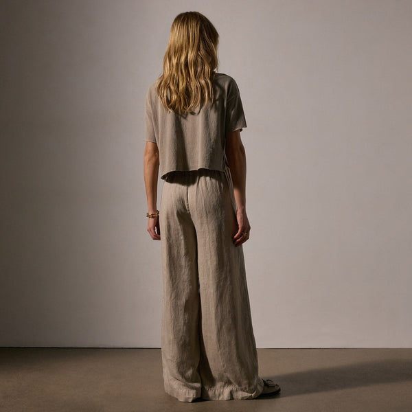James Perse Lightweight Linen Wide Leg Pant Overcast Pigment