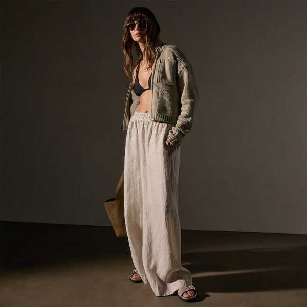 james perse Lightweight Linen Wide Leg Pant Salt Pigment