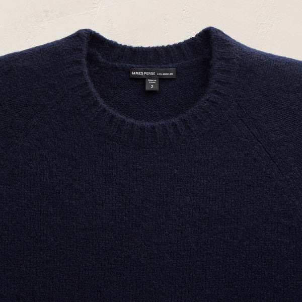 James Perse Lightweight Textured Cashmere Crew Deep Navy