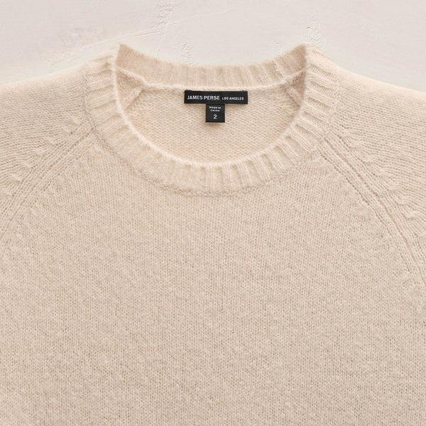 James Perse Lightweight Textured Cashmere Crew Wheat
