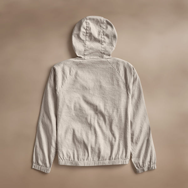 James Perse Linen Blend Zip Front Hoodie Salt Pigment