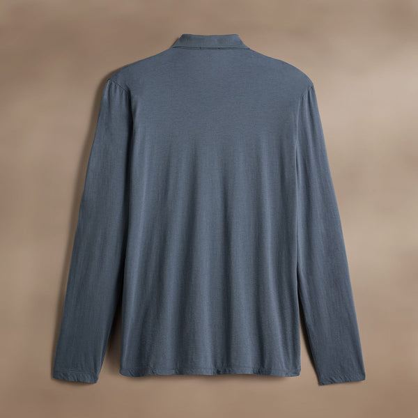 James Perse Luxe Lotus Jersey Long Sleeve Polo Cascade